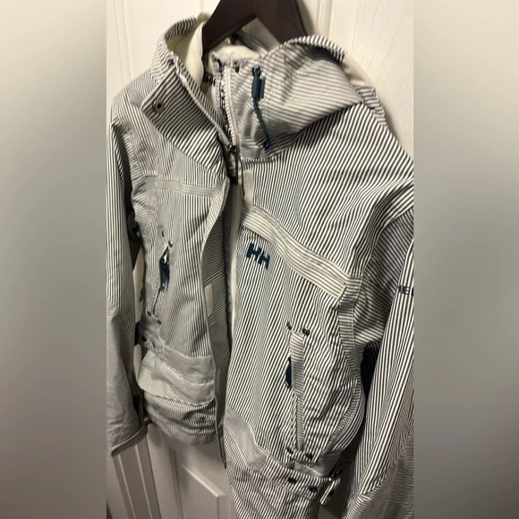 Helly Hansen Ski Snowboard Jacket Blue White Stripe Size M - Picture 7 of 13